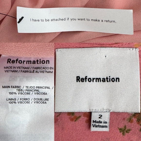 New Reformation Mya Mini Dress in Rosato Pink - Picture 12 of 12